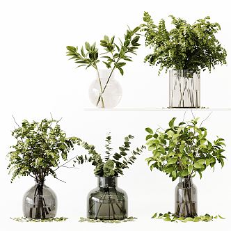 Modern Vase Hydroponic Green Plant Decoration Ornaments Glass Vase Green Plant Flower Decoration Ornaments Potted Plant Ornaments 3d model