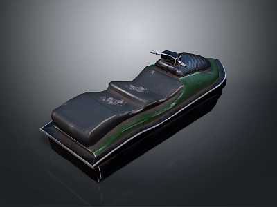 Stylish Green And Black Motorboat With Streamlined Design And Comfortable Seats 3d model