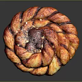 Delicious Swirled Braided Pastry With Red Berry Filling Glazed Surface And Toasted Nut Sprinkles