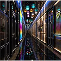 KTV Modern Interior Design With Colorful Pendant Lights Shiny Floor And Wall Decorations