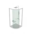Modern Shower Enclosure With Gray Tile Walls Transparent Glass Door And Shower Head