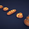 Assorted Fresh Breads With Sesame Seeds Braided Design Long Loaf And Round Shapes