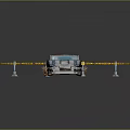 Silver Futuristic Car Surrounded By Yellow Warning Lines And Street Lamps