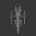 Red And Black Futuristic Sci Fi Cosmic Spaceship With Detailed Structural Components