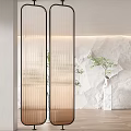 Modern Glass Room Divider With Black Metal Frame And Green Plant Decor