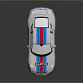 Sports Car With MARTINI Logo And Red White Blue Stripes Racing Exterior Design