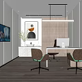 Hospital Outpatient Clinic Interior With TV Painting Sink Desk Computer And Green Accent Chairs
