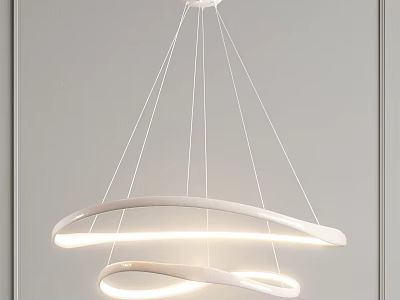 Modern Curved White Chandelier With LED Lights For Interior Decoration 3d model