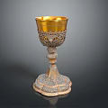Ornate Golden Chalice With Intricate Carvings And Decorative Base For Household Use