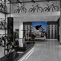 Bicycle Shop Showroom With Various Bikes Displayed On Shelves And Racks