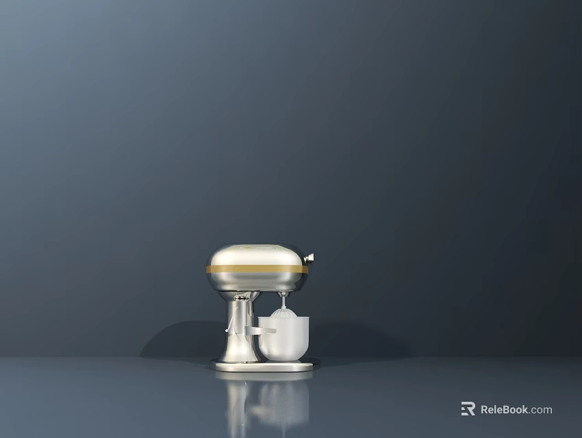 Stylish Gold And Silver Stand Mixer Kitchen Appliance On Smooth Surface 3d model