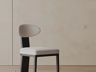 Modern Light Gray Dining Chair With Curved Backrest Black Legs And Beige Wall 3d model