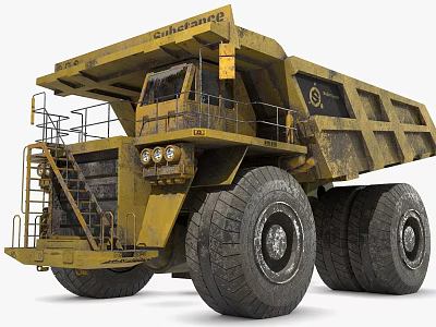 Caterpillar Yellow Large Mining Dump Truck With Big Tires And Heavy Duty 3d model