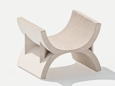 Modern Wooden Stool With Curved Seat And Unique Geometric Base Structure 3d model