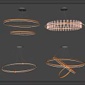 Modern Circular Design Ceiling Chandeliers With Illuminated Rings And Crossed Elements 3d model