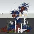 Wedding Day Decor Setup With Floral Arrangement White Pillars And Candles