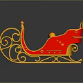 Red And Gold Decorative Sleigh With Curved Frame Red Seat Gold Lanterns And Reflection