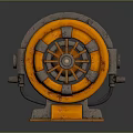 Orange And Gray Mechanical Device With Wheel Structure And Stable Base 3d model