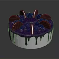 Delicious Chocolate Drizzle Cake Topped With Cookies Berries And Decorative Beads