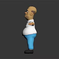 Chubby Cartoon Game Film Character With White Shirt Blue Pants And Outstretched Arms