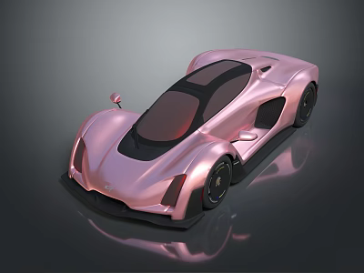 Futuristic Pink Sports Car Featuring Sleek Aerodynamic Body And Black Wheels 3d model