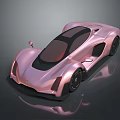 Futuristic Pink Sports Car Featuring Sleek Aerodynamic Body And Black Wheels