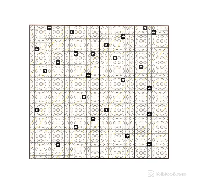 Modern Partition Design With Grid Texture And Small Square Patterns On Panels 3d model