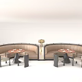 Elegant Modern Table Chair Set With Round Dining Tables And Beige Leather Arc Seating 3d model