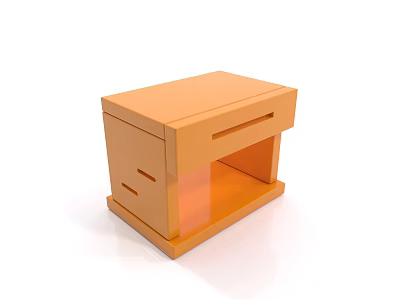 Orange Modern Minimalist Bedside Table With Drawer And Open Shelf Design 3d model