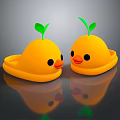 Cute Yellow Cartoon Duck Shaped Slippers With Green Leaf For Kids