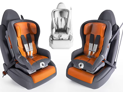 Modern Child Safety Seats With Gray And Orange Design And Safety Features 3d model