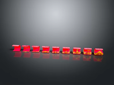 Multiple Red Medical Diagnostic Test Kits Arranged With Yellow Indicators For Clinical Use 3d model