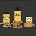 Minion LEGO Characters Holding Guitar Sign And Wrench In Playful Group Scene