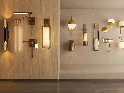 Modern Elegant Wall Lamps With Metal And Glass Design For Home Interior 3d model