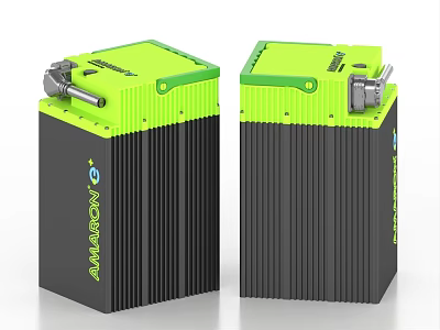 Two AURORA Industrial Energy Storage Units Featuring Green And Black Exterior Design 3d model