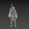 Game Movie Character In Spiked Metal Armor With Brown Waist Pouches Holding Weapon 3d model