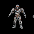 Futuristic Robot Game And Movie Character With Gray Orange Armor And Mechanical Design