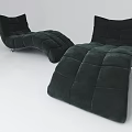Modern Dark Green Plush Lounge Chairs With Square Tufted Design And Metal Legs