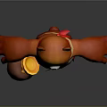 Orange Bear Doll With Red Scarf Yellow Bag And Honey Pot Design