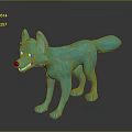 3D Animated Turquoise Fox Game and Movie Character with Fierce Expression and Standing Pose