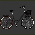 Vintage Black Bicycle With Blue Seat Front Basket And Red White Rims