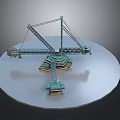 3D Crane Model With Detailed Metal Structure Displayed On Circular Platform Design