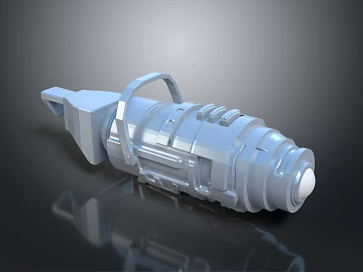 3D Rendered Blue Weapon With Metallic Texture And Mechanical Handle Structure 3d model