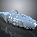 3D Rendered Blue Weapon With Metallic Texture And Mechanical Handle Structure