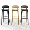 Modern Wooden Bar Stools In Three Different Colors With Simple Design 3d model
