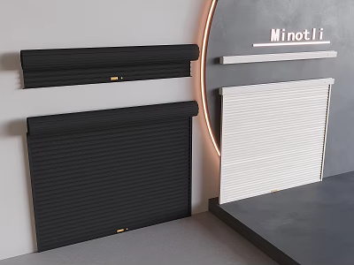 Minotii Security Doors With Roller Shutter Design In Black And White Colors 3d model