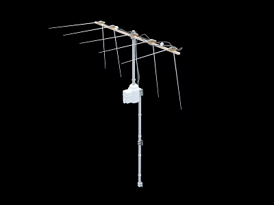 Industrial Antenna With Metal Elements And Signal Reception Unit On Mounting Pole 3d model