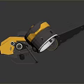Yellow Black Futuristic Flying Robot With Large Circular Propellers And Mechanical Structure