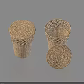 Woven Storage Baskets With Lid And Openwork Design For Home Organizing 3d model