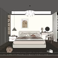 Modern Bedroom Interior Design With Large Bed Chandelier Nightstand And Area Rug